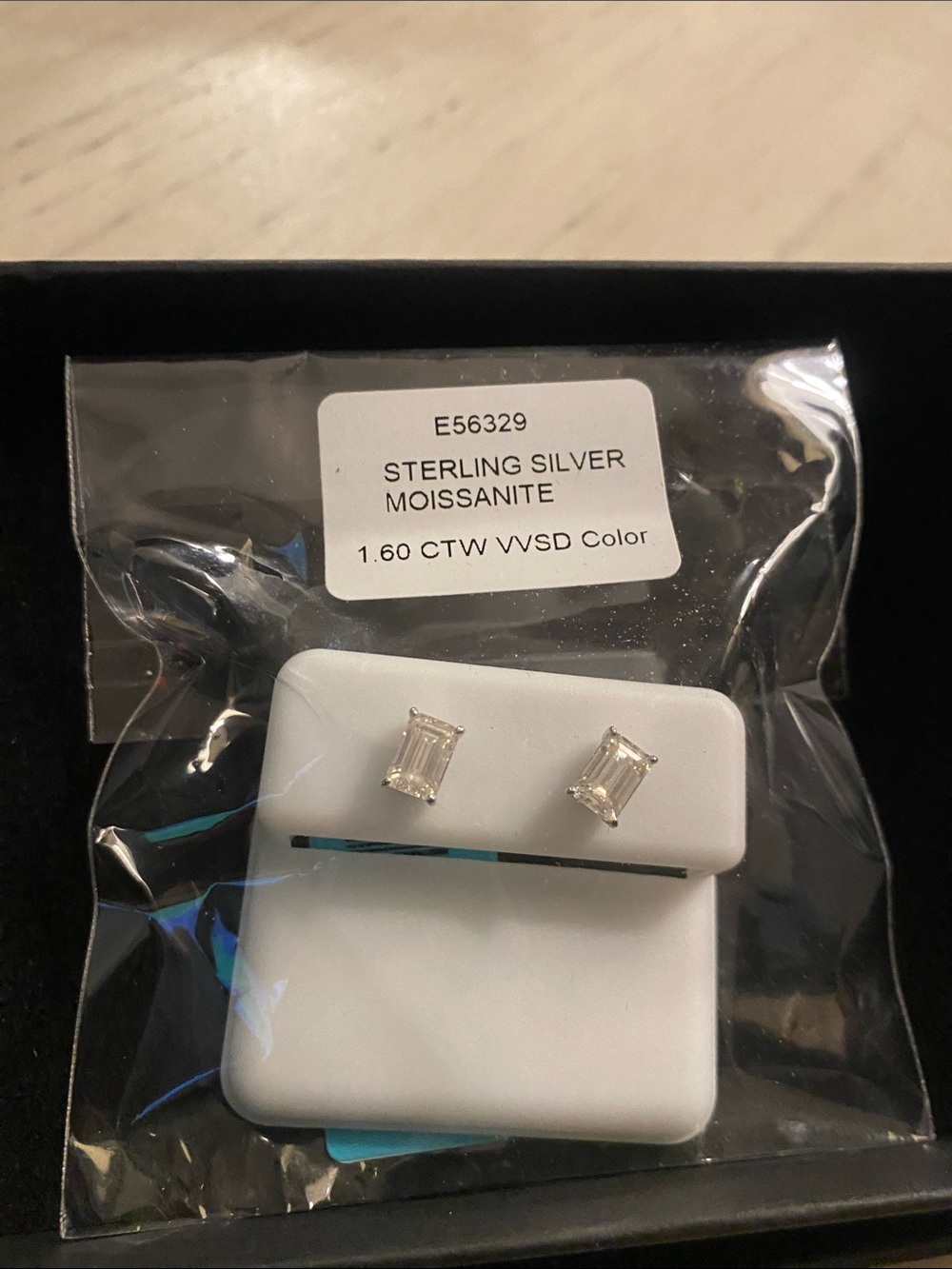 Sterling Silver Moissanite Baguette Stud Earrings - Clear